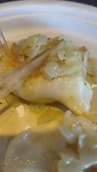 video of pierogi bros pierogi being cut with a knife